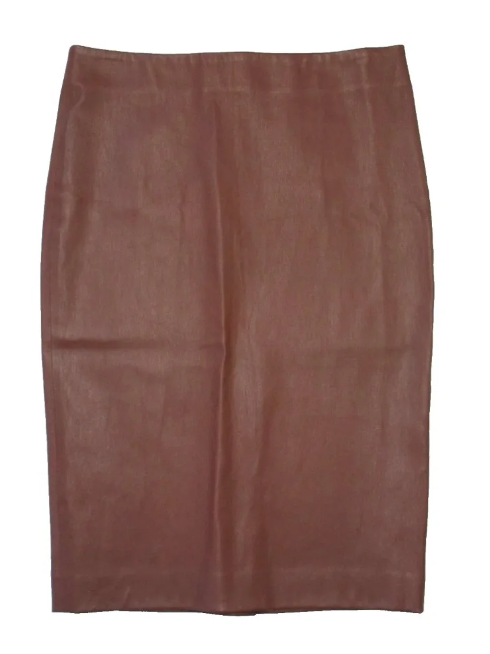 NWT Theory Skinny Pencil in Dark Cognac Bristol Stretch Leather Skirt 6 $695 - Picture 3 of 6